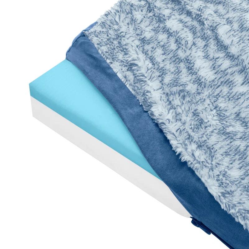 FurHaven Two-Tone Faux Fur and Suede Deluxe Orthopedic Dog Bed