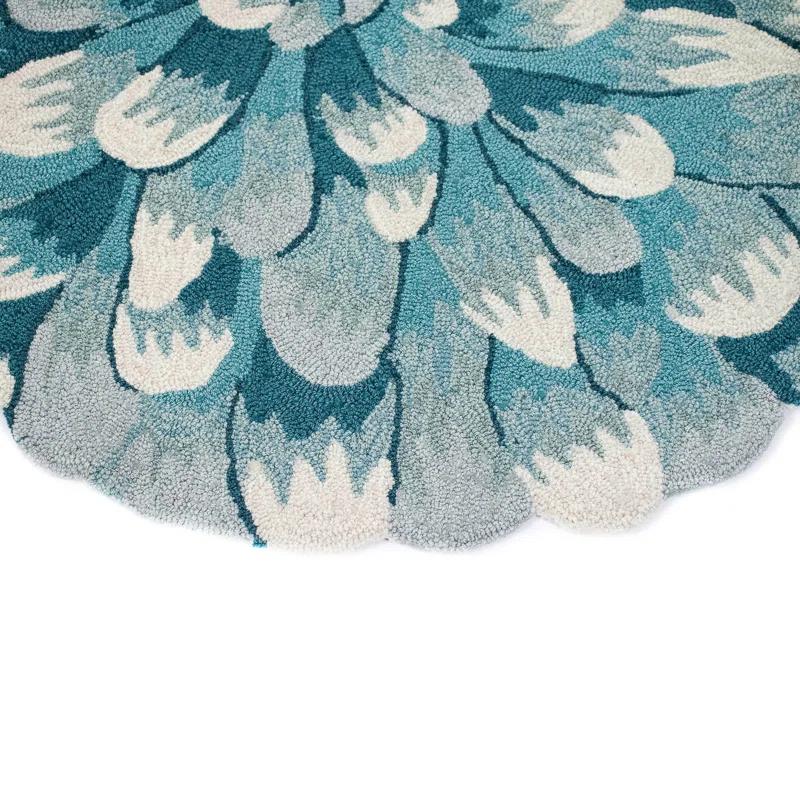 Liora Manne Transitional Rugs Frontporch Mum Indoor/Outdoor Rug Aqua 2'6" X 4'
