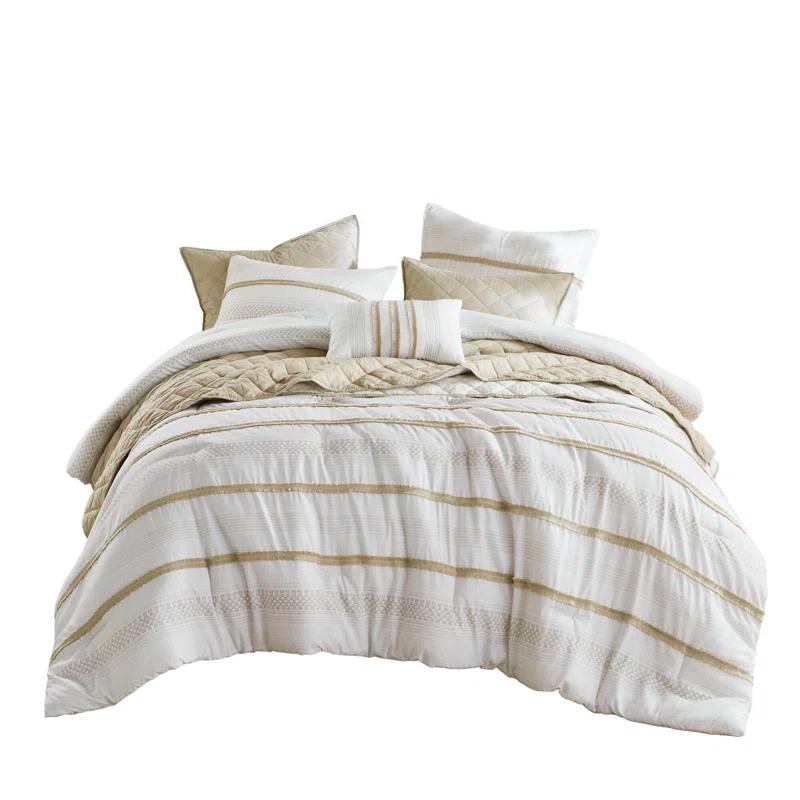 Madison Park Carolina 7 Piece Stripe Comforter And Quilt Set