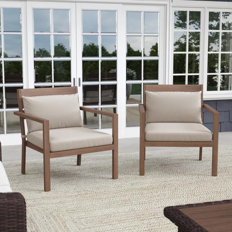 Martha Stewart Martha Stewart Bedford All-Weather Patio Accent Chairs with Seat and Lumbar Cushions (Set of 2)