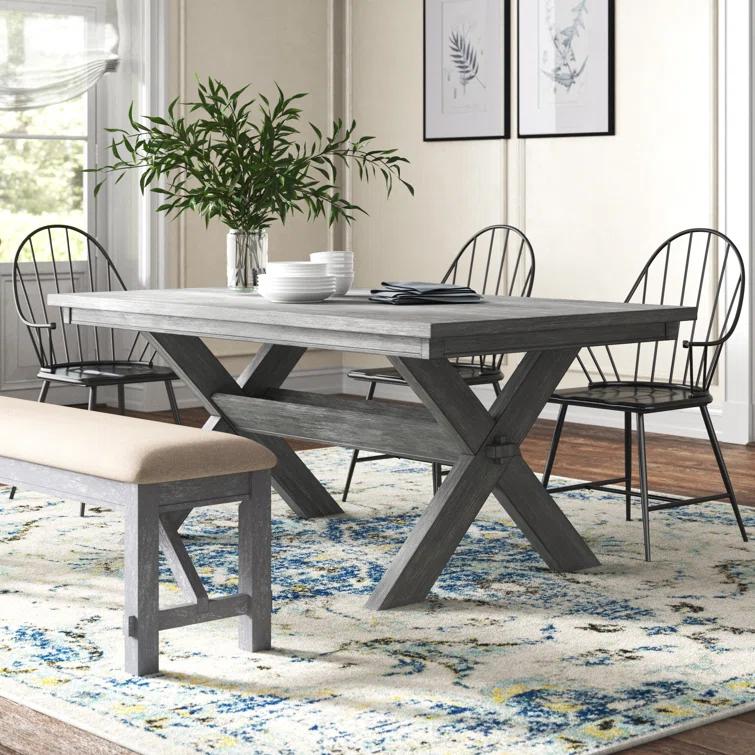 Kelly Clarkson Home Gigi 70" Solid Wood Farmhouse Trestle Base Dining Table