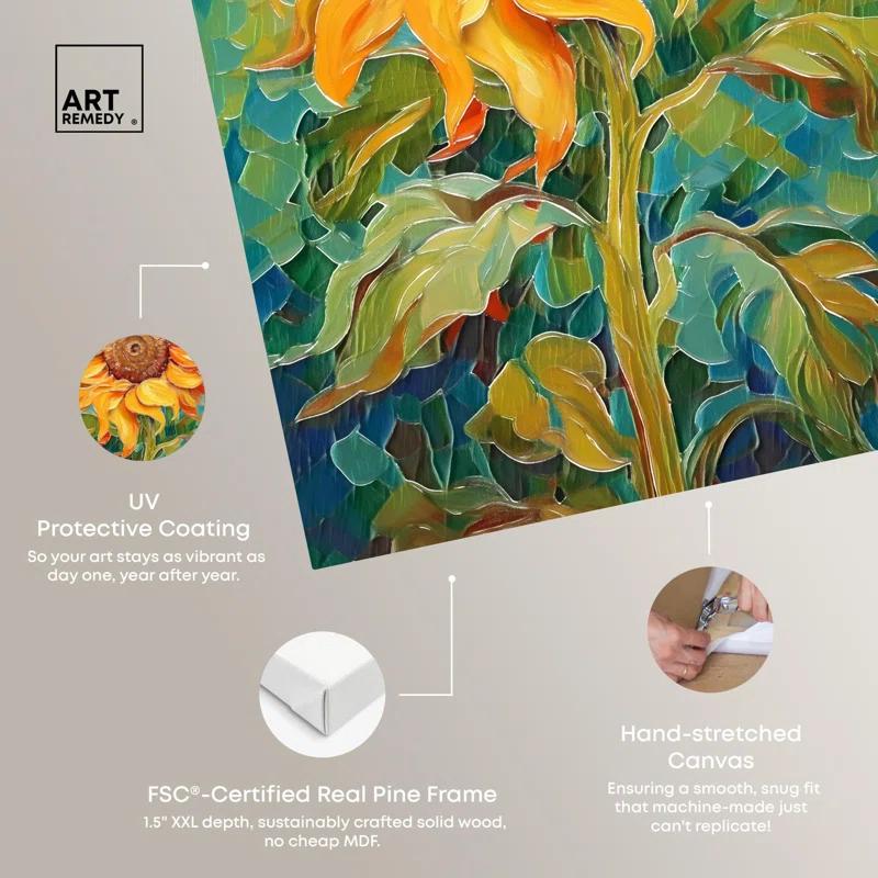 Art Remedy Sunflower Vibrante Canvas Sunflower Art Prints by Art Remedy