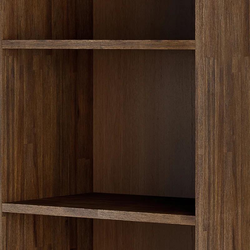 Simpli Home 22"W Solid Acacia 3 Shelf Contemporary Bookcase with Hidden Storage and Adjustable Shelves