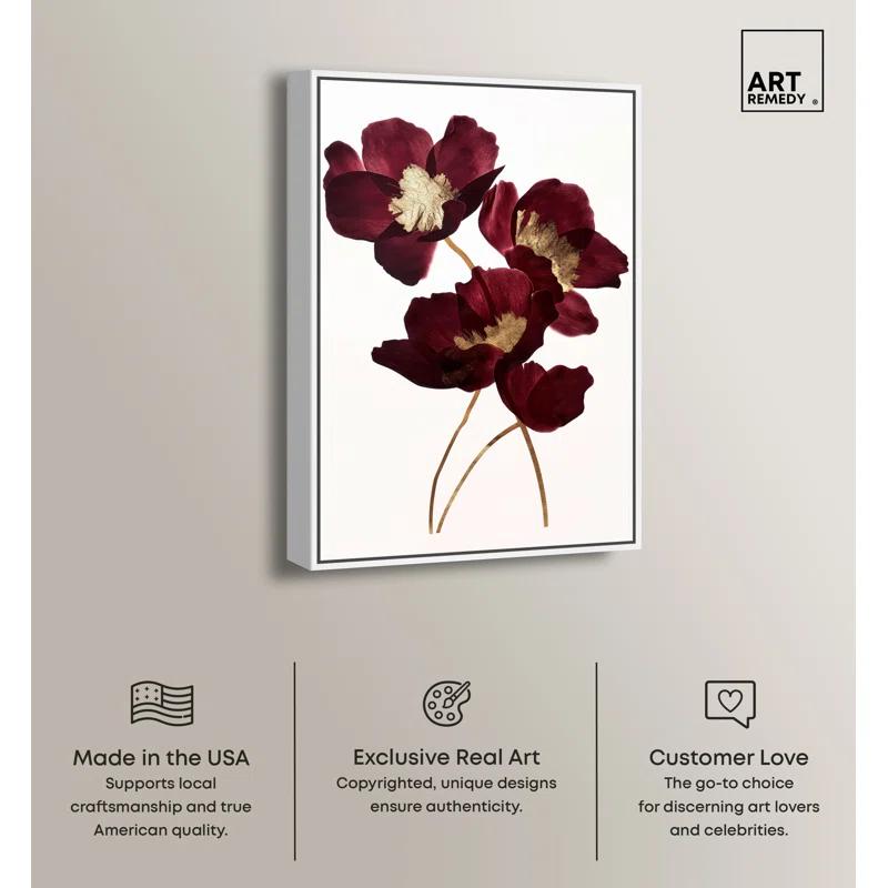 Art Remedy Art Remedy Wine Flowers Framed Floral Fine 1 Piece Canvas Wall Art 57114