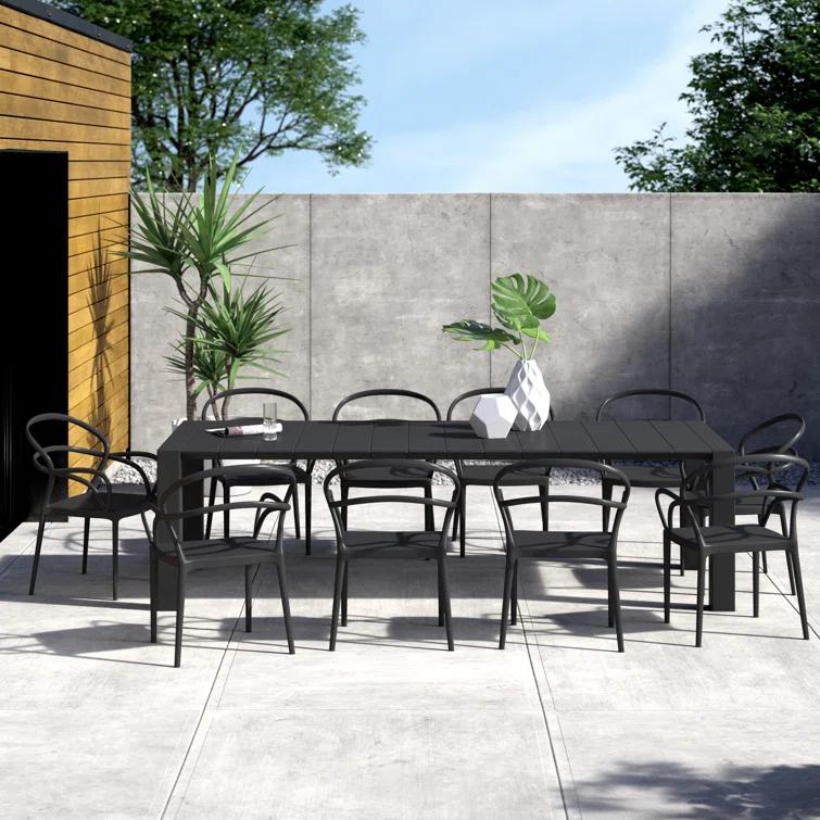 Comet 39.37'' Rectangular 10 - Person Outdoor Dining Set