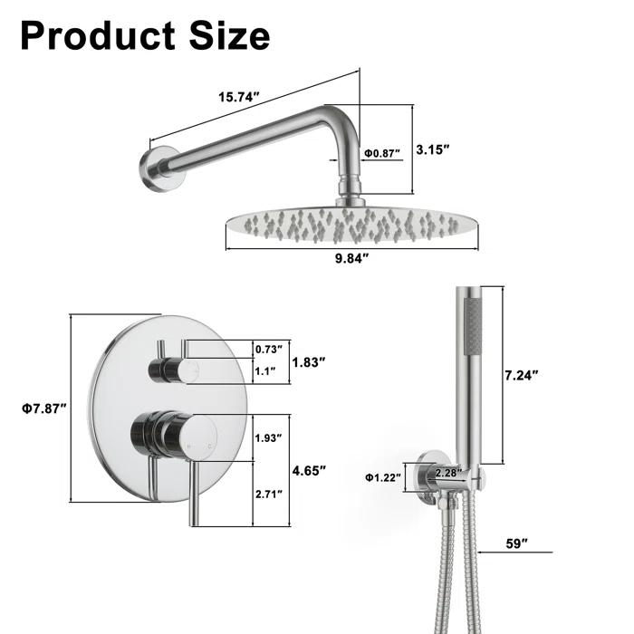Pressure-Balanced Complete Shower System with 10-Inch Rain Shower Head, Handheld, Rough-in Valve