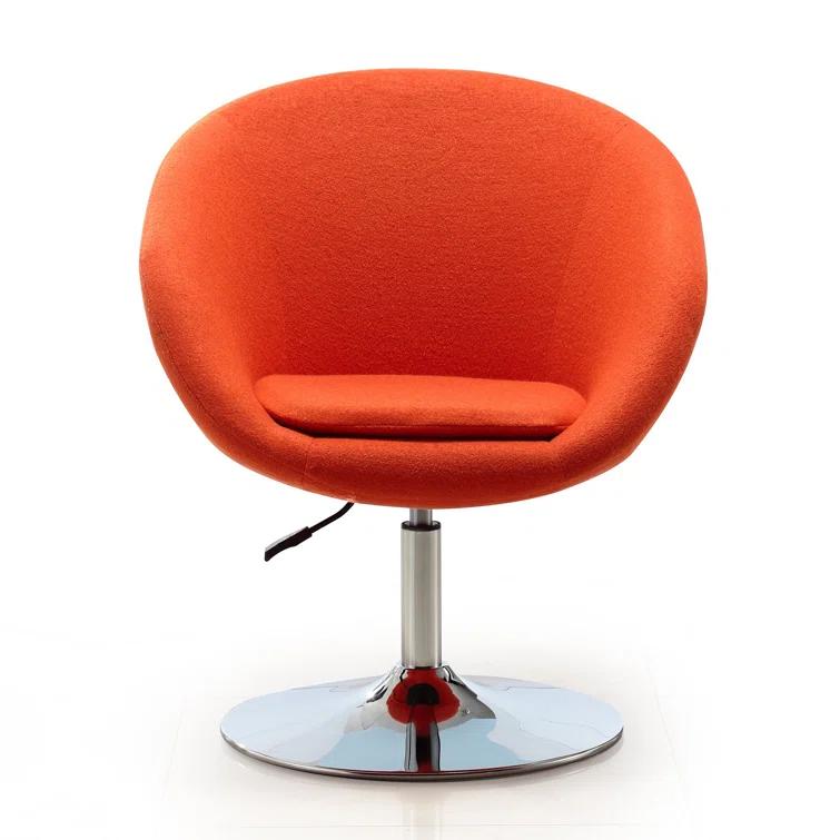 Manhattan Comfort Hopper Upholstered Swivel Accent Chair in Orange