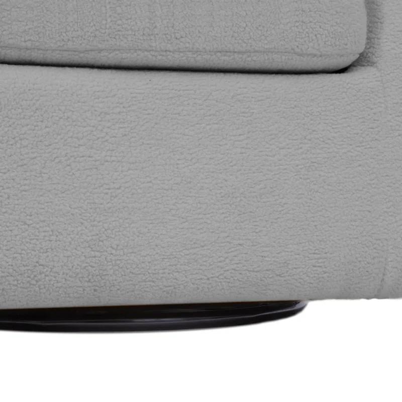 Latitude Run® Swivel Mid-Century Modern Accent Tub Chair with Faux Shearing Upholstery and Hidden Base