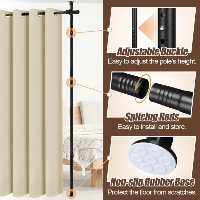 Blooming Room Divider Curtain And Rod Set