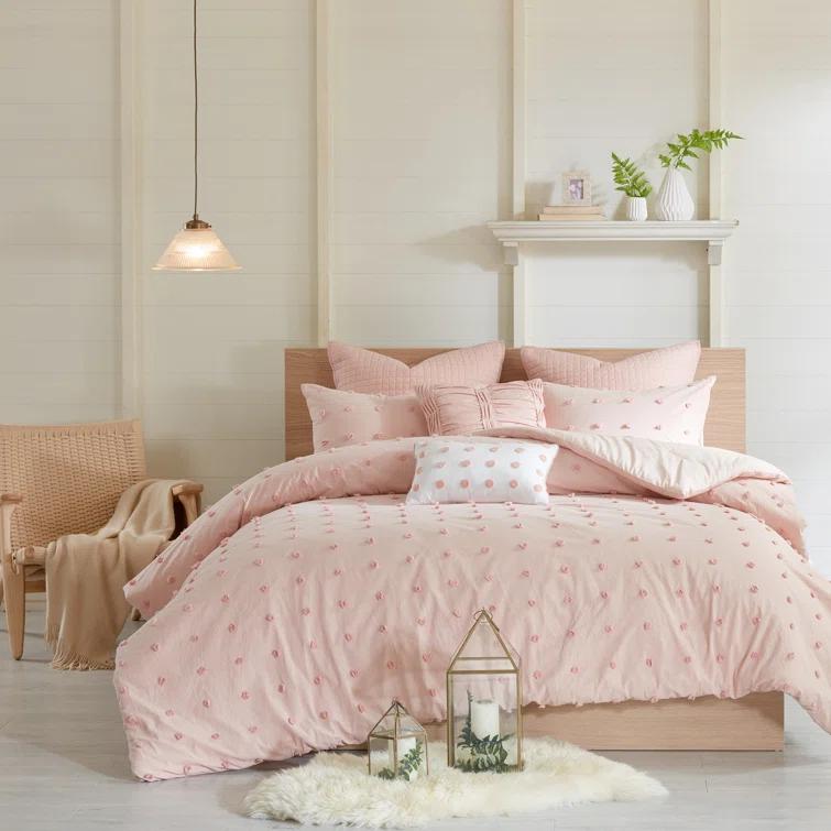 Intelligent Design Brooklyn Cotton Jacquard Comforter Set with Euro Shams and Throw Pillows