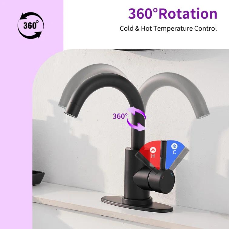 VIBRANTBATH Single-Hole Single-handle Bathroom Faucet 6025-Black