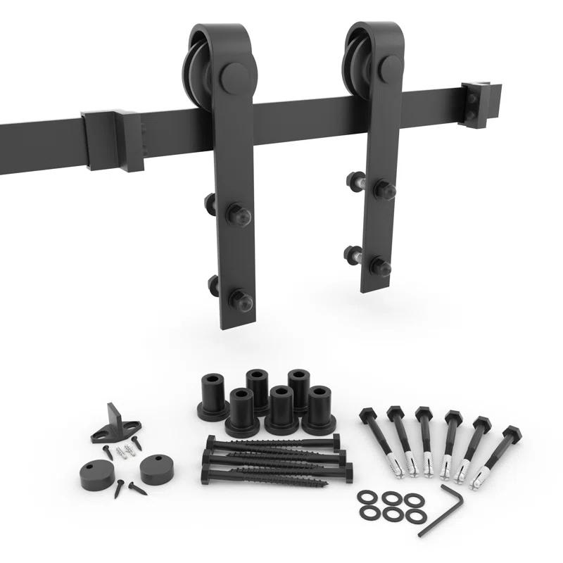 EightDoors 72-in. Matte Black Barn Door Hardware Kit
