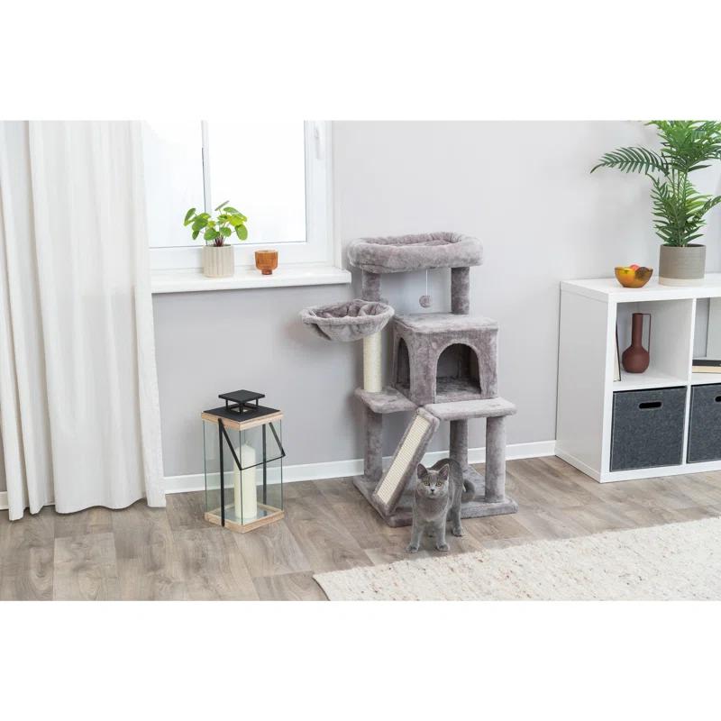 TRIXIE TRIXIE Pepito 39.4" Cat Tower, 3-Level Cat Tree with Sisal Scratching Posts and Ramp, Plush Condo and Hammock