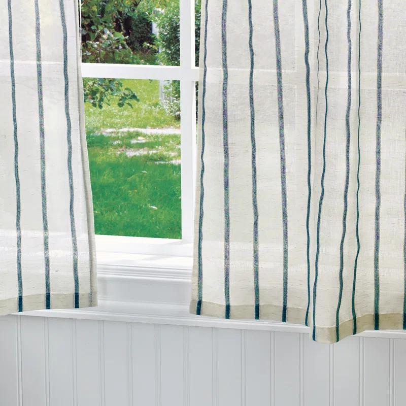 Martha Stewart Laguna Semi-Sheer Rod Pocket Kitchen Curtain Valance and Tiers Set