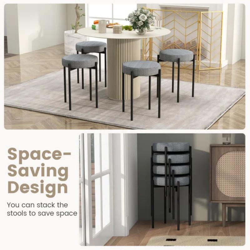 George Oliver Bar Stools Set Of 4 Upholstered Kitchen Stools With Foot Pads