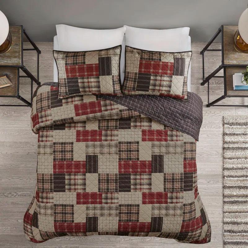 Madison Park Timber 3 Piece Reversible Printed Quilt Set
