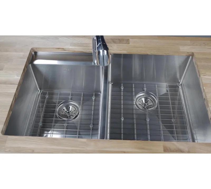 Elkay ECTSR33229BG5 Crosstown Stainless Steel 33" L x 22" W Double Basin Dual Mount Kitchen Sink