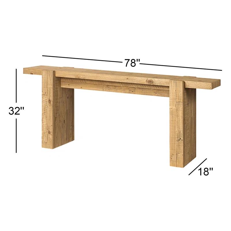Light Blonde Pine Solid Wood Console Table with Storage