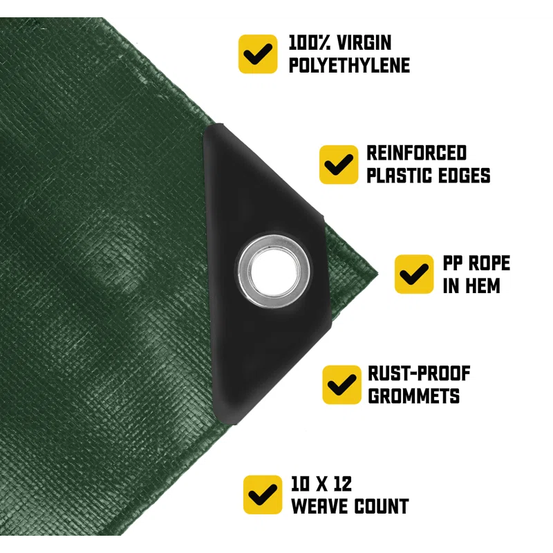 Core Tarps 5 Mil Heavy Duty Polyethylene Tarp, Waterproof, UV Resistant