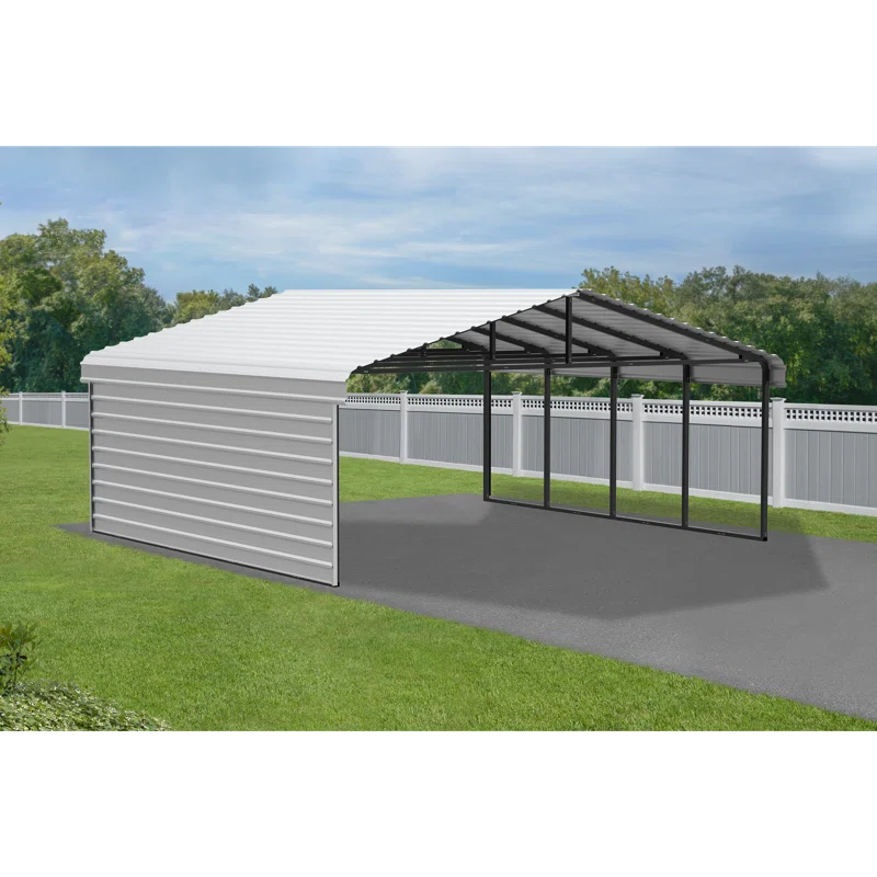 Arrow 20 x 20 ft Carport with 1-sided Enclosure