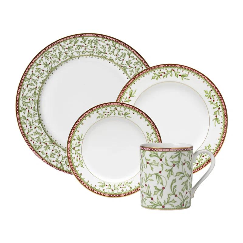 Mikasa Mikasa Holiday Tradition 16-Piece Porcelain Dinnerware Set, Service for 4