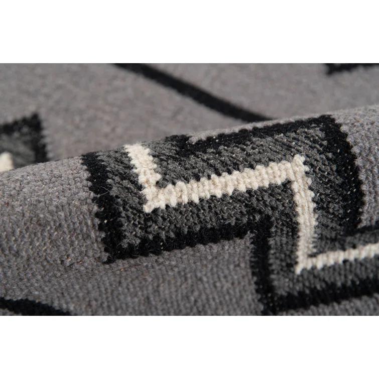 Union Rustic Oneil Moroccan Handmade Wool Gray Area Rug