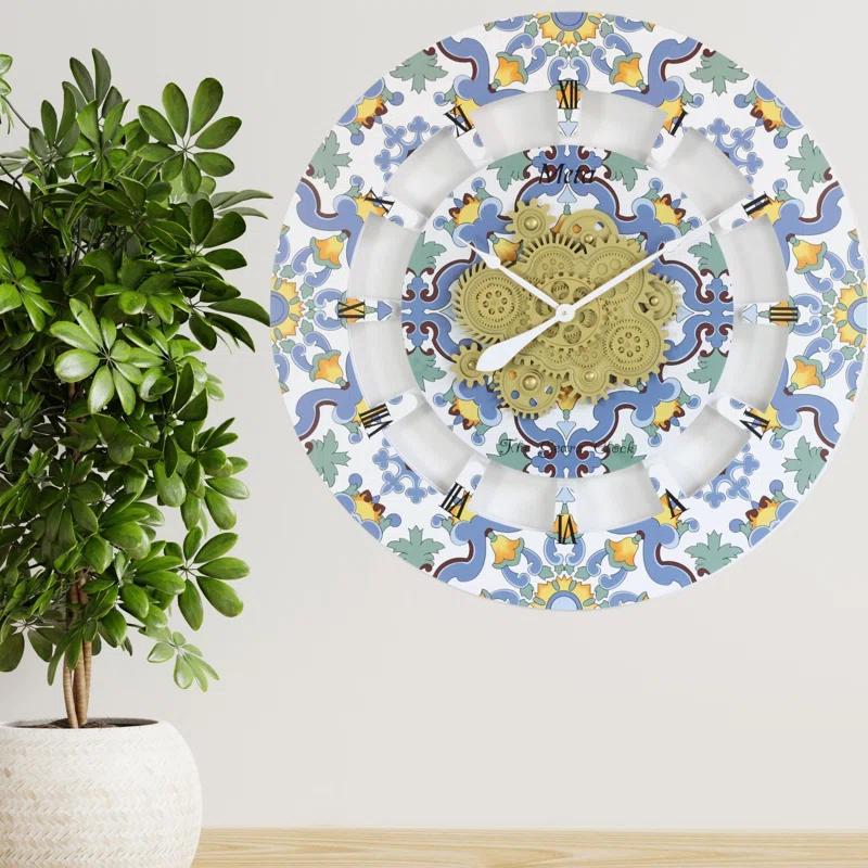 The Gears Clock Wall Clock Oversized 36" for Living Room with Real Moving Gears Italy Style