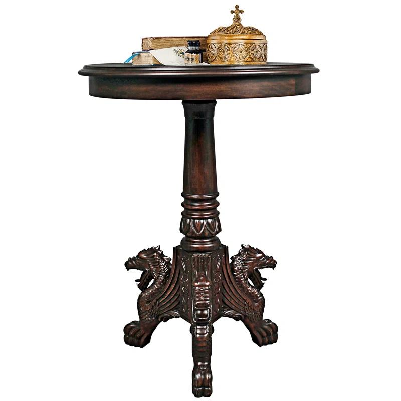 Design Toscano Heraldic Dragon Pedestal End Table