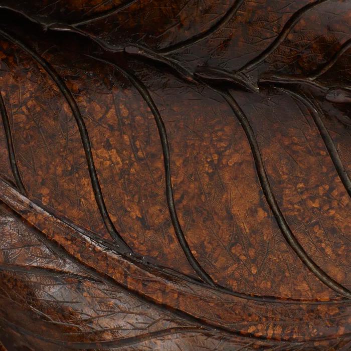 Millwood Pines Diederich Polystone Intricate Carved Leaf Bronze Decorative Bowl
