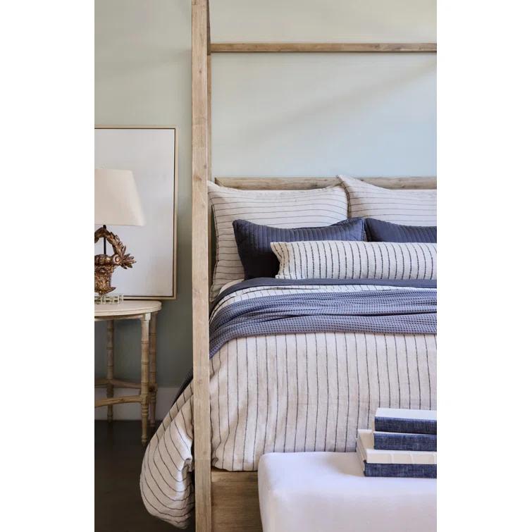 Blake Linen Duvet by Pom Pom at Home - Flax and Midnight / King