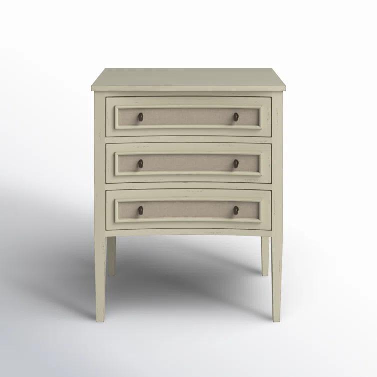 Whitley Cream Mahogany and Linen Farmhouse Accent Chest