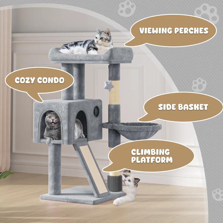 Tucker Murphy Pet™ 36" Small Cat Tower With Hammock, Sisal Scratching Posts, And Ramp, Perfect For Indoor Cats