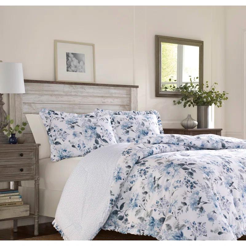 Laura Ashley Laura Ashley Chloe Blue Cotton Comforter Set