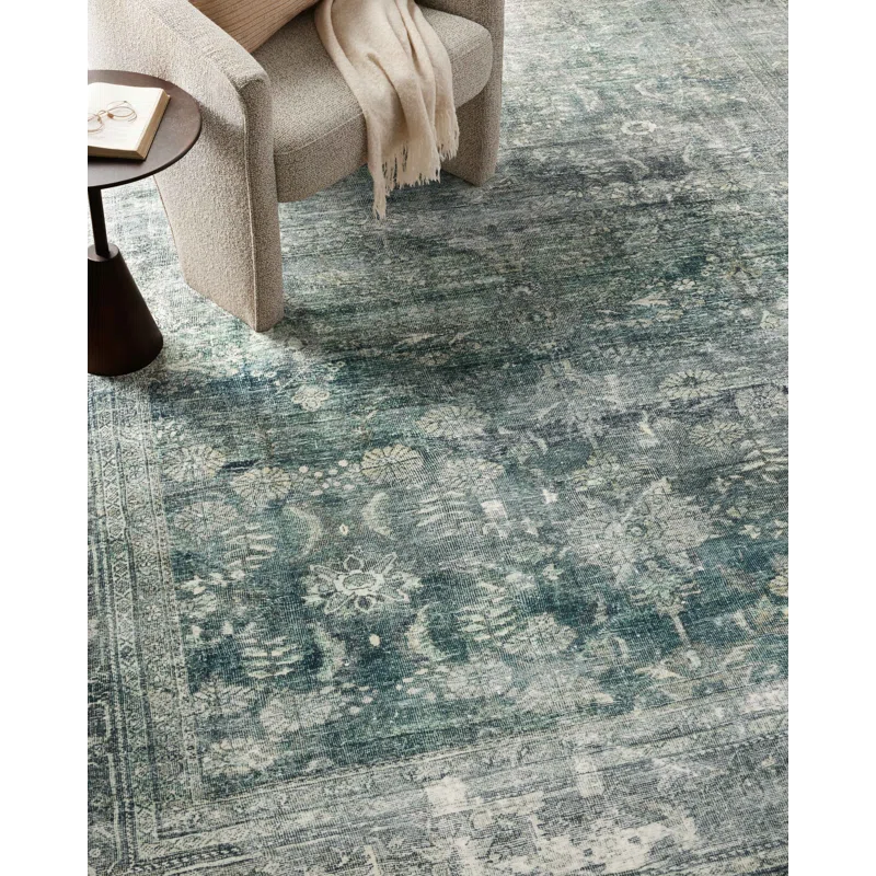Magnolia Home By Joanna Gaines X Loloi Banks Machine Washable Blue / Lagoon Area Rug