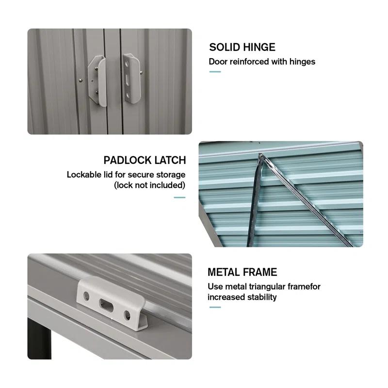 Alxfarton Garbage Bin Shed Stores 3 Trash Cans Metal Outdoor Bin Shed For Garbage Storage