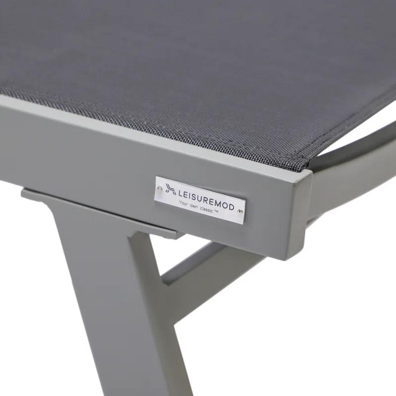 LeisureMod Outdoor Powder Coated Aluminum Chaise Lounge Set with Table (Set of 2)