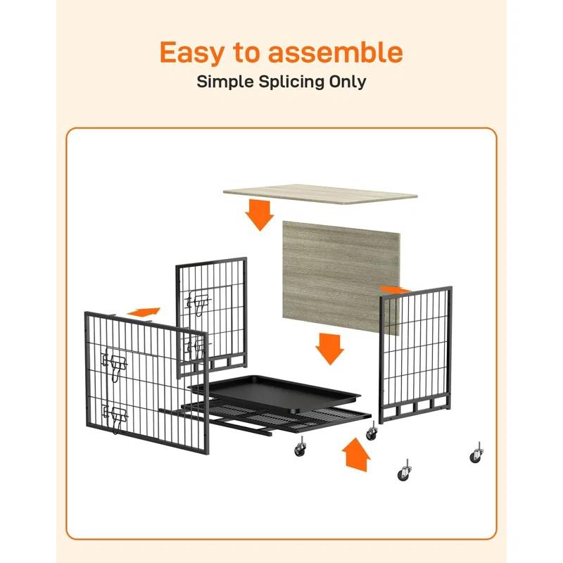 Tucker Murphy Pet™ Dog Crate Furniture, Removable Tray And Wheels