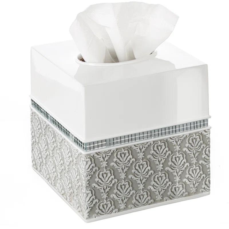 Creative Scents Mirror Damask Tissue Box Cover