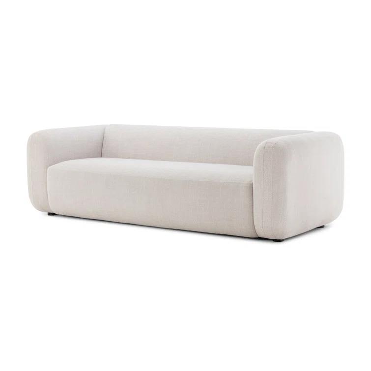 Nara 96'' Off-White Linen Tuxedo Arm Sofa