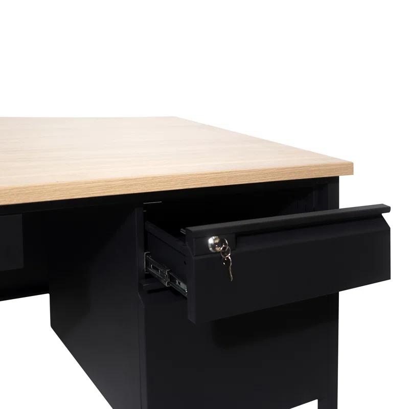 Flash Furniture Cambridge 60" Commercial Double Pedestal Desk with 5 Locking Drawers
