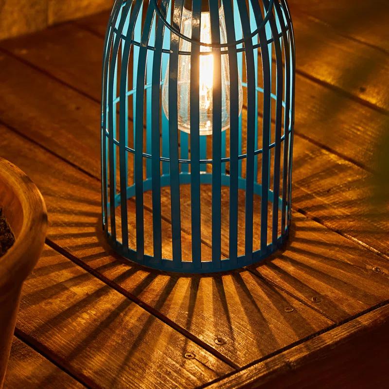 9.75" Metal Woven Solar Powered  Outdoor Hanging Lantern