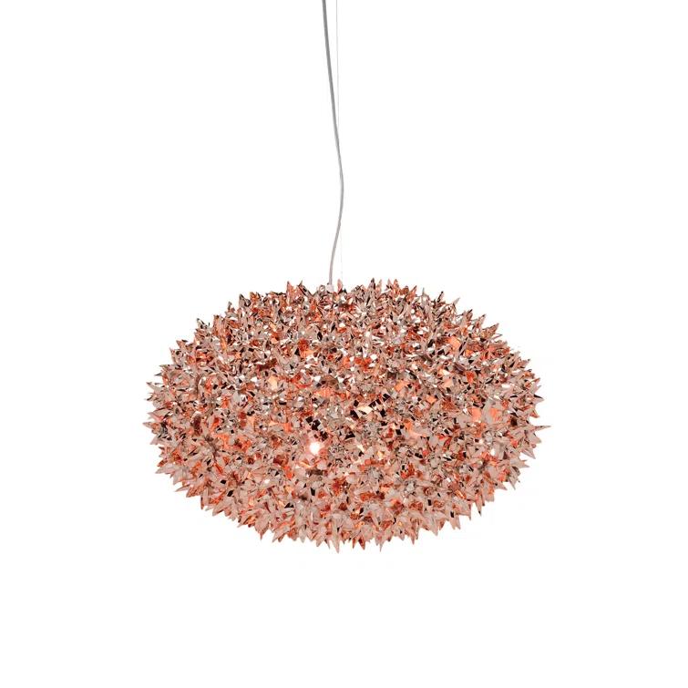 Medium Copper Crystal Floral Pendant Light