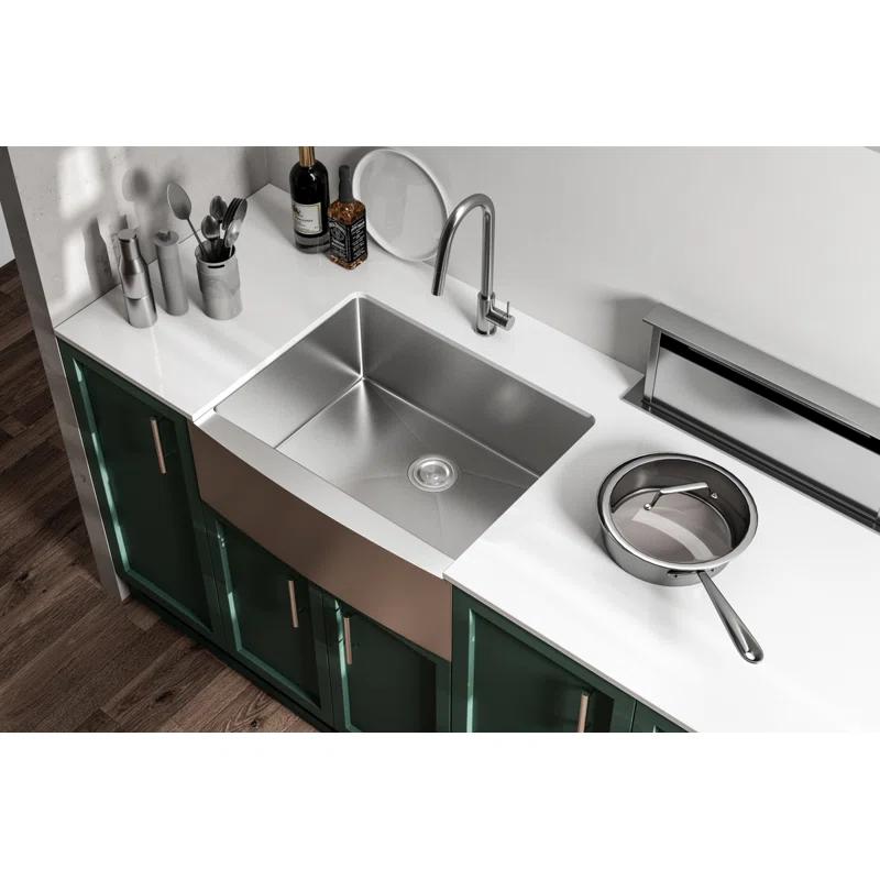 Montgomery 27'' L Farmhouse / Apron Single Bowl Stainless Steel Kitchen Sink