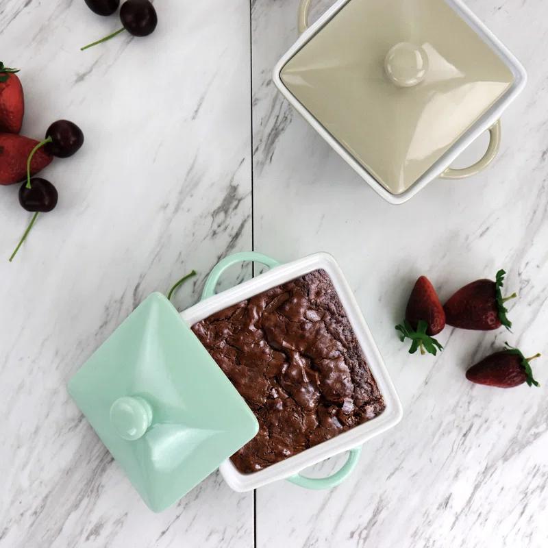 Martha Stewart Martha Stewart Mini Stoneware Casserole With Lid In Beige