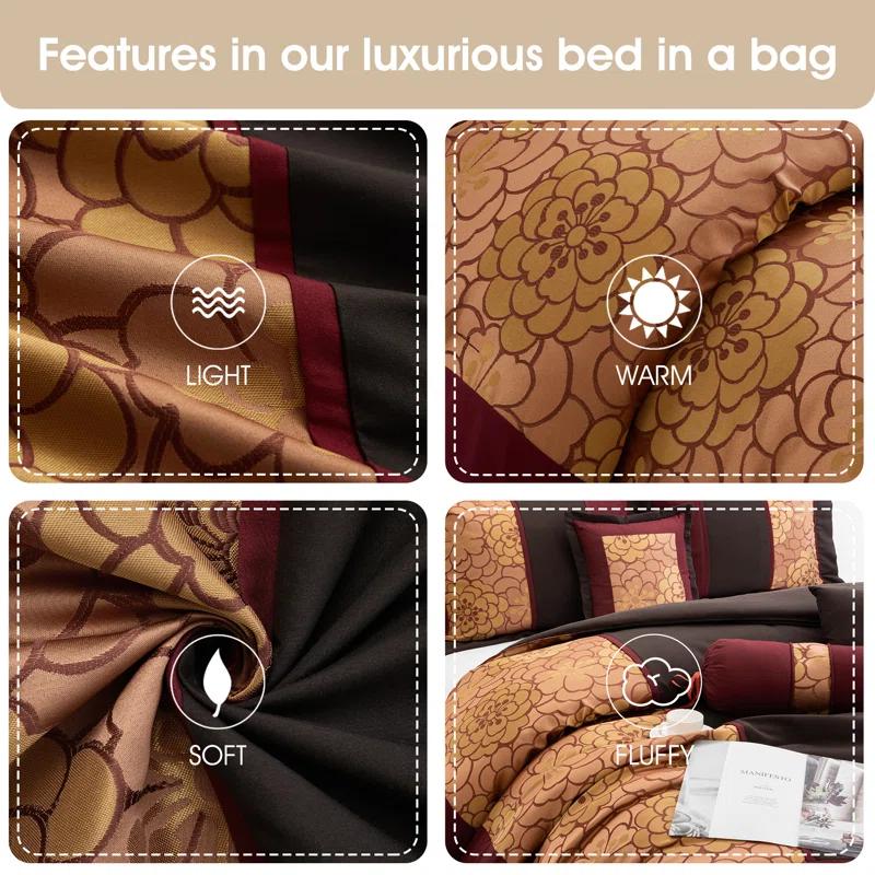 Nanshing America, Inc Sibyl 7 Piece Jacquard Comforter Set