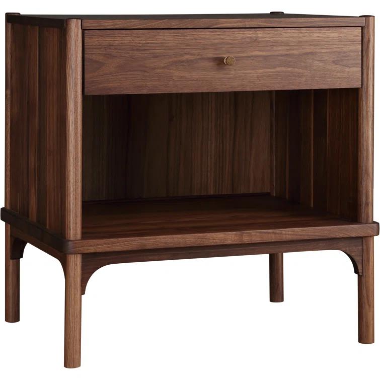 Walnut Mid-Century Modern Solid Wood Nightstand