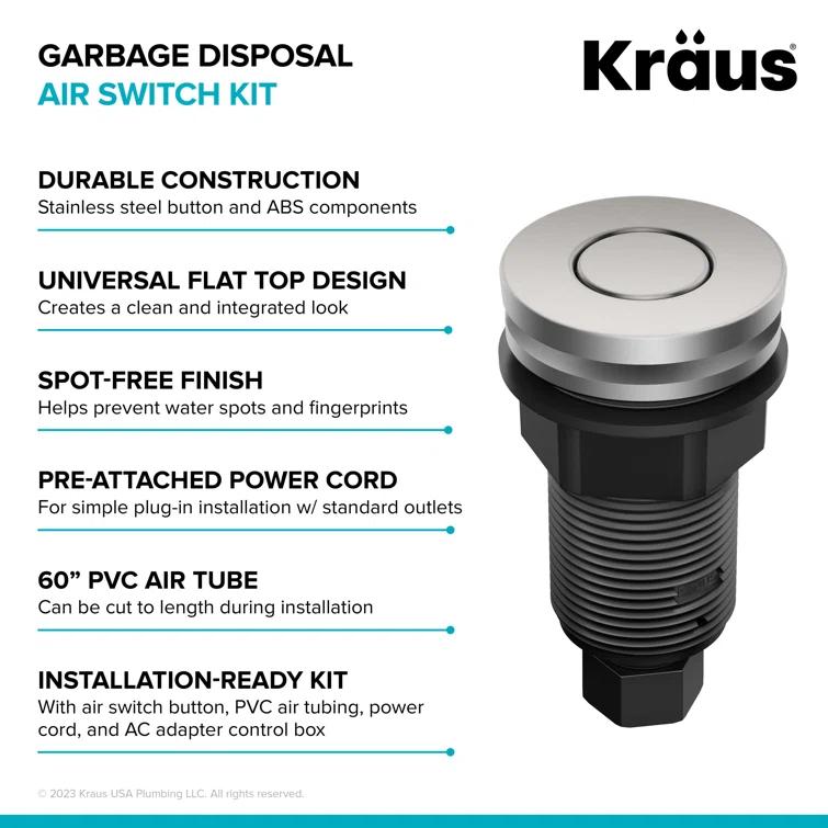 Kraus WasteGuard Stainless Steel Air Switch