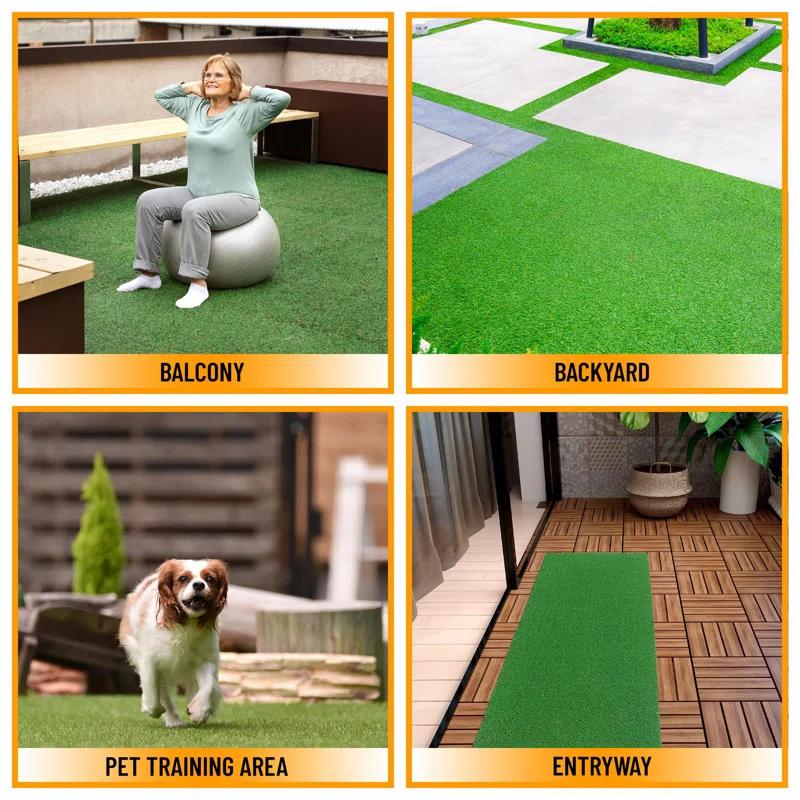 Ottomanson Ottomanson Outdoor Sports & Practice Turf – Waterproof Artificial Grass Mat for Backyard, Patio, and Recreational Use