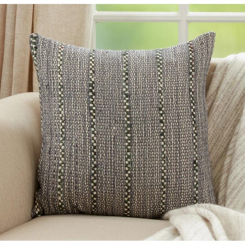 Saro Octavia Collection Striped Cotton Pillow Cover