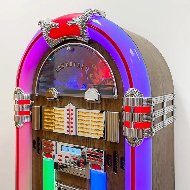 Arkrocket Audio Arkrocket Saturn V Full Size Jukebox Vinyl Record Player Bluetooth USB SD CD Player Radio Turntable